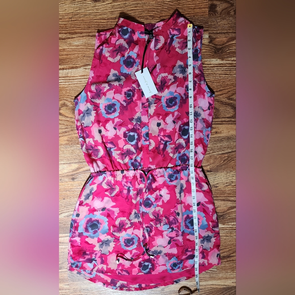 NWT Jasmine & Juliana Chiffon Pink Gray Floral Watercolor Dress Women's Size 6 - Picture 11 of 14